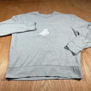 Aflac Duck Logo Crewneck Sweatshirt Men's Large Gray Fleece Pullover Casual